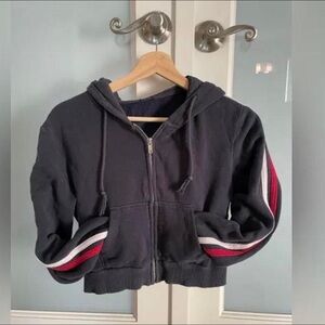 Brandy Melville zip crop sweater navy